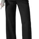 Pink Queen Black Stretchy Dress Pants for Womens Bootcut Slacks Work Professional Trousers Pants for Women Straight Leg Black Slacks High Waisted Stretchy Black S