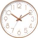 DAXSMY Wall Clock - 8 Inch Silent Non-Ticking Modern 3D Wall Clocks Battery Operated - Decorative Clock for Kitchen, Home Office, Bathroom, Bedroom(Rose Gold)