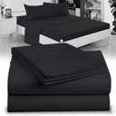 Twin XL 100% Microfiber Double Brushed Sheet Set - Extra-Soft & Wrinkle-Free - 15" Deep Pockets, 39" x 80" - Ideal for Dorms, Hospitals & Split King Beds - 3 PC Set (Twin XL, Black)