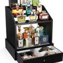 Miratino Cologne Organizer for Men, Large-Capacit Perfume Organizer for Men with 2-in-1 Design, 3-tier Cologne Stand, Wood Perfume Holders, Cologne Storage Display with Spacious Velvet-Lined Drawers