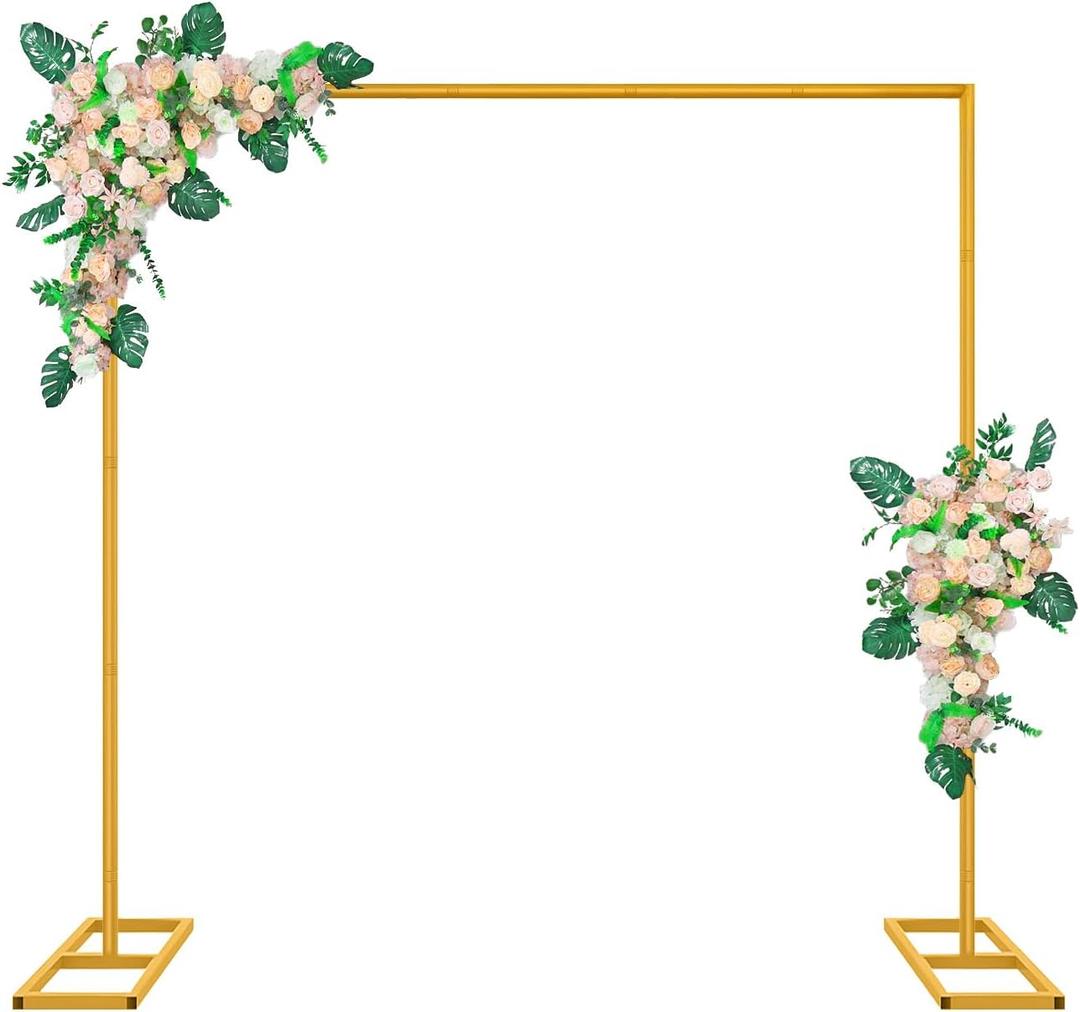 6.6FT Gold Wedding Arches for Ceremony Square Metal Balloon Arch Stand Rectangular Backdrop Stand for Anniversary Birthday Party Bridal Shower Home Indoor Outdoor Decoration
