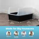 IRIS USA Cat Litter Box XX-Large Open Top with High Sided Walls Tall Scatter Shield Scoop Included Easy Clean Plastic Pan for Big Cats Kittens Multi-Cat Households 30"L x 20"W x 14"H Black