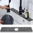 FUYAHA Kitchen Sink Splash Guard - Kitchen Faucet Mat, Diatomaceous Earth Kitchen Sink, Faucet Handle Drip Catcher, Bathroom Sink Faucet Mat for Countertop (23.62 * 3.93 in, Grey)