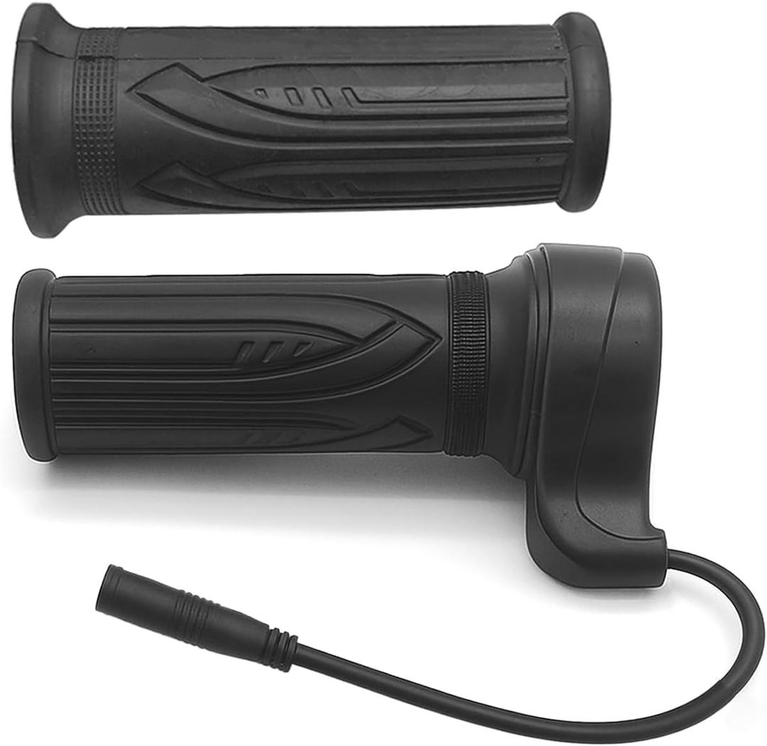 1 Pair E-Bike Full Twist Throttle Grip, 24V-72V with 3 pin Waterproof/SM Connector for Electric Bicycle Scooter Motorbike Motorcycle(3 Pin Female Plug)