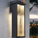 16" Black Dusk to Dawn LED Outdoor Wall Light, Large Exterior Lighting Fixture, Modern Outside Wall Mounted Porch Sconce, Waterproof Patio Lantern Lamp with Sensor, 1 Pack