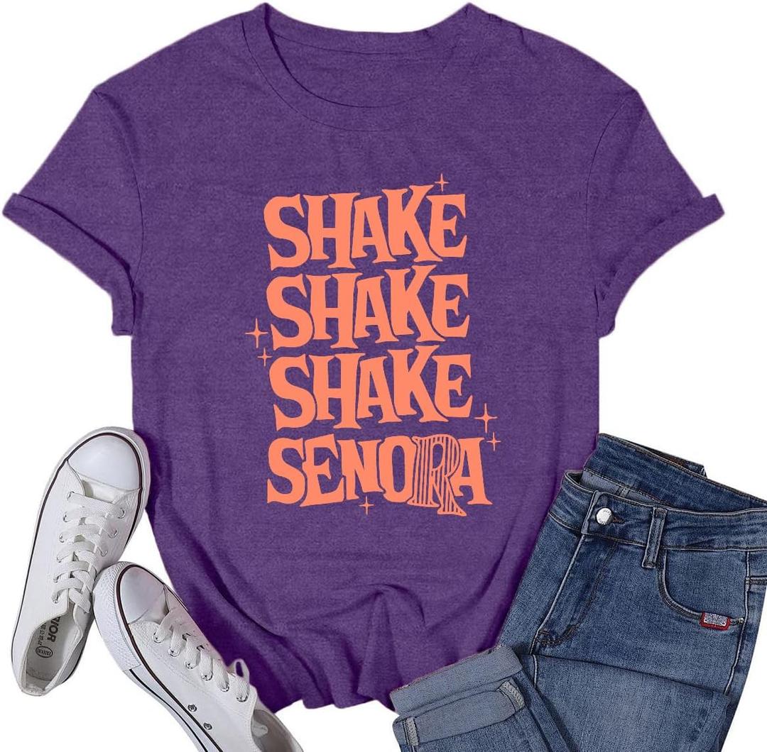 Womens Halloween Shirt Pumpkin Fall Ghost T-Shirts Spooky Season Autumn Tee Tops (Purple, S)