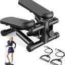 Sweetcrispy Mini Stair Steppers with Resistance Bands for Exercise at Home, Portable Exercise Twist Stepper Machine for Full Body Workout, 300LBS Capacity