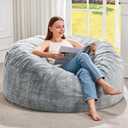 Hobestluk Bean Bag Chairs Giant Beanbag Chair with Filler, Memory Foam Bean Bags with Fluffy & Machine Washable Cover, Bean Bag Chairs for Aduts for Living Room, Bedroom (Grey, 3FT - 36” x 36” x 22”)