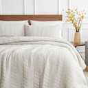 palassio Beige Cotton Quilt King Size Bedding Sets with Pillow Shams,White Lightweight Soft Bedspread Coverlet, Tan Cream Quilted Comforter Bed Cover for All Season, 3 Pieces, 106x96 inches