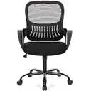 SMUG Office Computer Desk Chair, Ergonomic Mid-Back Mesh Rolling Work Swivel Task Chairs with Wheels, Comfortable Lumbar Support, Comfy Arms for Home, Bedroom, Study, Dorm, Student, Adults