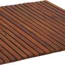 Bare Decor Fuji String Spa Shower Mat in Solid Teak Wood Oiled Finish, 30" Square Mat, Brown