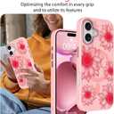OOK Pink Case Design for iPhone 17 Case, Compatible with MagSafe, Cute Sunflower Floral Blooms Design Frosted Shockproof for Women Girls Magnetic Phone Cover - Pink Flower