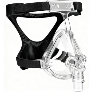 Comfort Series Full Face CPAP Mask Replacement Set with Headgear, Cushion & Elbow, Soft Seal & Leak-Resistant Design for Secure Fit, Skin-Friendly, Compatible with Most Standard CPAP Machines, Medium