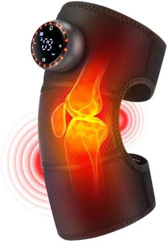 ROMYSE Cordless Heated Knee Massager with Vibration, 5 Heating Levels & 5 Vibration Modes, 3 in 1 Heated Knee Pad for Knee, Shoulder, Elbow Support, Black