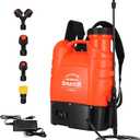 VIVOSUN 4 Gallon Battery Powered Backpack Sprayer Electric Pump Sprayer with Four Nozzles for Garden Lawn, Orange