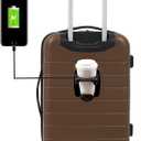 Wrangler Smart Luggage Set with Cup Holder and USB Port, Toffee, 20-Inch Carry-On