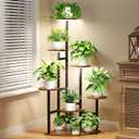 Corner Plant Stand with Grow Lights, 7 Tiered Plant Shelf Indoor, 43" Corner Plant Stands for Indoor Plants, Metal Plant Flower Display Shelves, Plant Organizer Rack for Living Room, Balcony, Home Decor (Round)