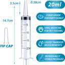 20ml Syringe for Liquid, Oral, Scientific Labs, Measurement, Dispensing, with Cap- 3 Pack 20ml Syringes