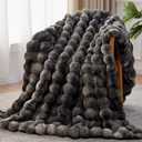 Anysay Faux Fur Throw Blanket, 1000GSM Fluffy Soft Bubble Blanket for Couch Bed, Cozy Plush Warm and Thick Rabbit Blanket for Living Room Bedroom 60''*80'' Tie-dye Grey (Twin)