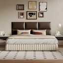 MAQQL Upholstered Headboard Queen - Bed Backboard, Dark Brown Faux Leather Panels, 24 x 12 Inches Each, 6-Piece Set, Modern Headboard Queen Design, Easy to Assemble, Perfect for Beds