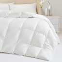 Down Feather Fiber Comforter King Size - All Season Luxury Hotel Duvet Insert, Medium Warmth, 750+ Fill Power Fluffy Premium Comforter, White Cotton Cover, 106'' x 90''