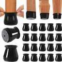 BUMACO Chair Leg Floor Protectors Chair Leg Protectors for Hardwood Floors Silicone Pads Covers to Protect Floors (Black-20 Pcs, Universal S (0.9"-1.29")