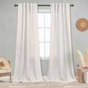 KOUFALL 2 Panel Set Linen Sheer Curtains 96 Inches Long for Sliding Glass Door Window Treatments Drapes Living Room,Off White Ivory Cream,8 FT 42x96 Length, Natural