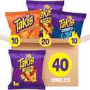 Takis Variety 40ct 1oz 28.4g HOT CHILI PEPPER ARTIFICIALLY FLAVORED TORTILLA CHIPS Best before: FEB 24 26 RL