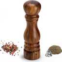 Wooden Pepper Grinder, Manual Pepper Mill with Stainless Steel Core, Refillable Pepper Shaker with Acacia Wood Body, External Adjustable Coarseness, 9 Tall