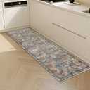 RUGSURE Washable Area Rugs - Perfect for Living Room, Bedroom, Kids Room, Nursery - Stain & Water Resistant Non-Slip, Pet & Child Friendly, Vintage Tribal Area Rugs (Turmeric and Grey, 2'6'' x 8')