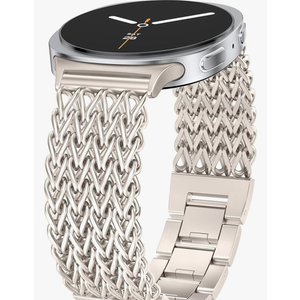 Minyee Metal Band Compatible with Samsung Galaxy Watch 8 40mm 44mm/ 8 Classic 46mm Bands, No Gap One-Click Dressy Stainless Steel Metal Gold Multi-chain Strap Mermaid Style Link Bracelet Wristband