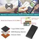 GOIACII Slim Wallet for Women Rfid Blocking Credit Card Holder with Zip Pocket Bifold Vegan Pebble Leather Black