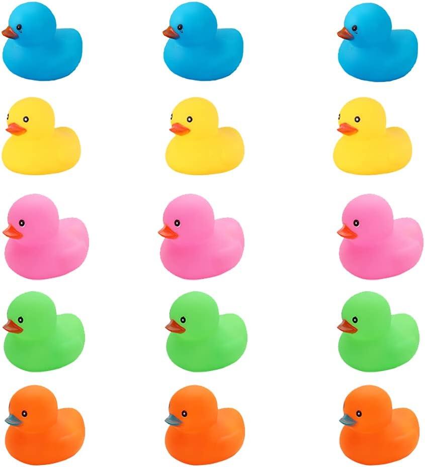 Bath Duck Toys 15 PCS Colorful Mini Rubber Ducks Squeak and Float Duckies Baby Shower Toy Party Decoration for Toddlers Boys Girls (2.2)