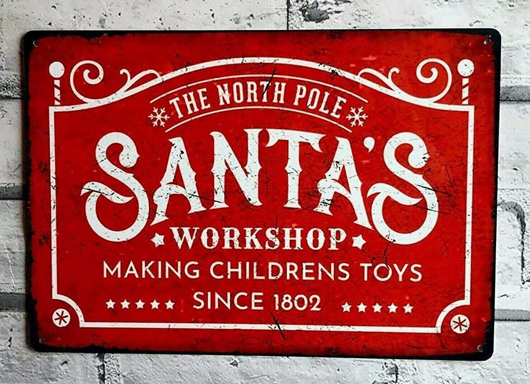 AAROENLYS Vintage Retro Sign Tin Sign Santas Workshop Sign Metal Iron Painting Plaque Wall Decor Bar Club Novelty Funny Bathroom Toilet Paper Parlor Cafe Store 8x12 Inch (Multi41)