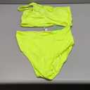 Women's One Piece Swimsuit- One Shoulder Bathing Suit Cutout Tummy Control Swimwear (L, Neon Green)
