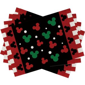 Seliem Christmas Placemats Set of 4, Red Black Green Xmas Polka Dots Table Place Mats, Winter Holiday Seasonal Kitchen Decor Home Decoration 12 x 18 Inch