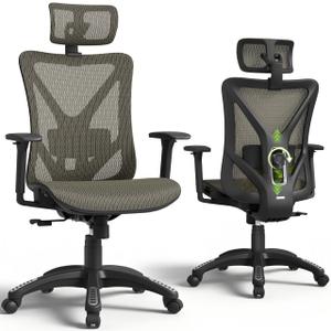 ELABEST Mesh Office Chair,Ergonomic Computer Desk Chair,Sturdy Task Chair- Adjustable Lumbar Support & Armrests,Tilt Function,Comfort Wide Seat,Swivel Home Office Chair (Mocha)