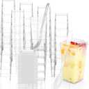 EASERCY 50 Pack 3 oz Square Mini Dessert Cups with Lids and Spoons Clear Dessert Shooter Cups with Spoons Parfait Cups with Lids Appetizer Cups for Party Small Plastic Dessert Cups for Pudding
