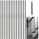 15 Pcs Hollow Single Twist Iron Balusters, 1/2" x 44" Hollow Iron Baluster for Staircase Remodel, Matte Black Metal Railing
