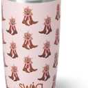 Swig Life 22oz Insulated Tumbler, Travel Coffee Tumbler with Lid, Cup Holder Friendly Travel Coffee Mug, Stainless Steel, 22 oz Tumblers, Reusable Insulated Mug with Lid (Cowgirl Coquette)