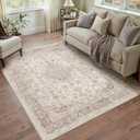 PureCozy Vintage Living Room Rug for Bedroom 2'' x 6'', Non-Slip Washable, Living Room, Living Room, Children's Room, Office, Soft Short Pile Rug, Beige & Brown
