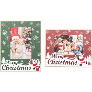 kennethan Christmas Red Frame 4x6 Picture Frame with Christmas Santa Decoration 1 Pack Wooden Frame with Glass can Display 4x6 Picture on the Table