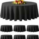 BESTVIP 6 Pack 60inch Black Round Polyester Tablecloths | Fits 20"-48" Tables | Fabric Washable Decorative Table Cover for Parties, Weddings, Holiday, Events, Restaurant