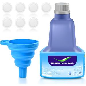 Replacement Bottle for Swiffer Wet Jet Mop, Refillable, 500 ML Leak-Proof HDPE Refillable Bottle, 17 FL OZ Solution Bottles with 7 Sealing Pads and 1 Folding Funnel, Empty Bottle