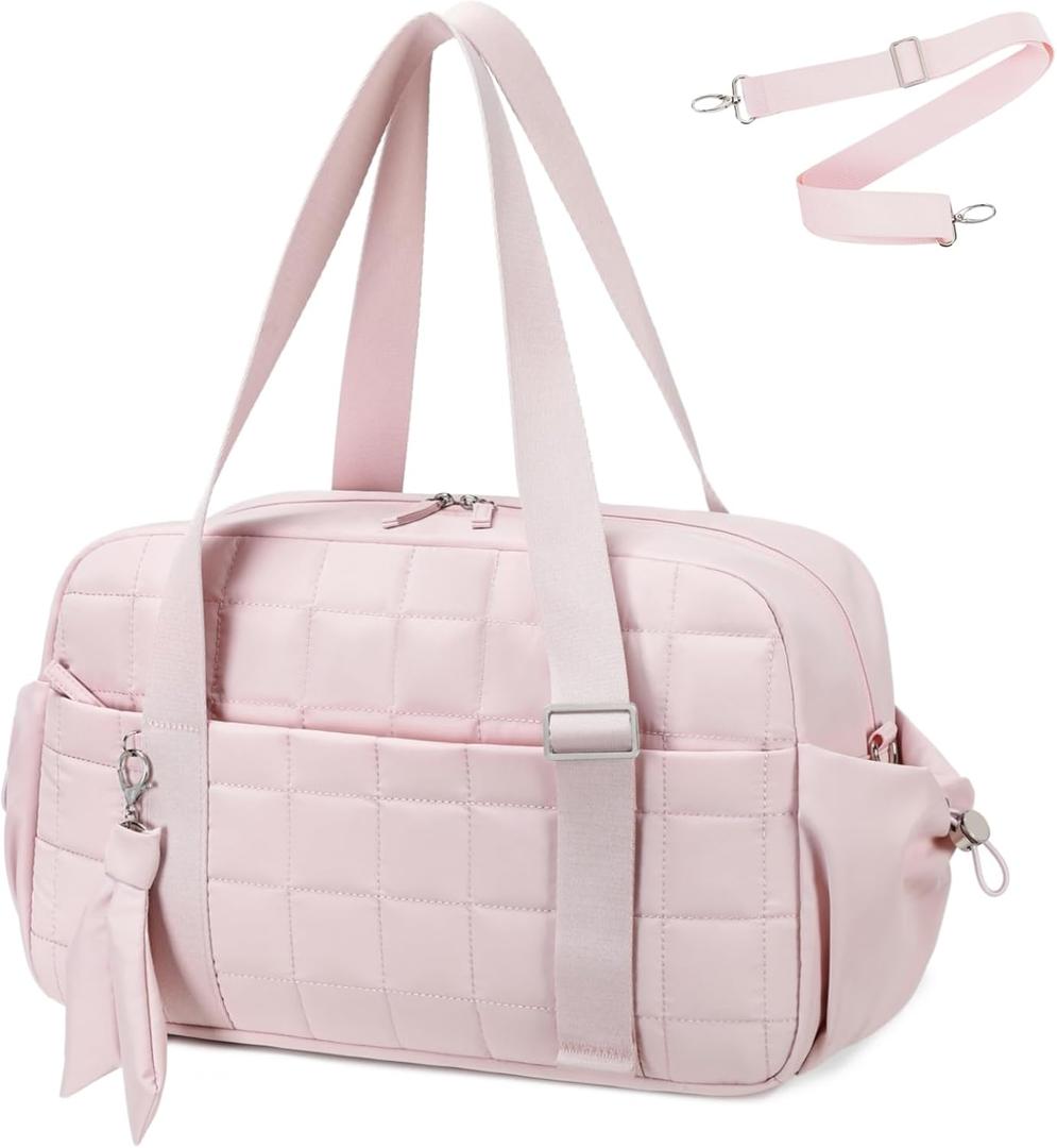 CAMTOP Gym Bag for Women, Duffle Bag for Travel With Insulated Pocket and Wet Pocket, Carry On Weekender Dance Yoga Workout Bag (Medium-16", Pink)