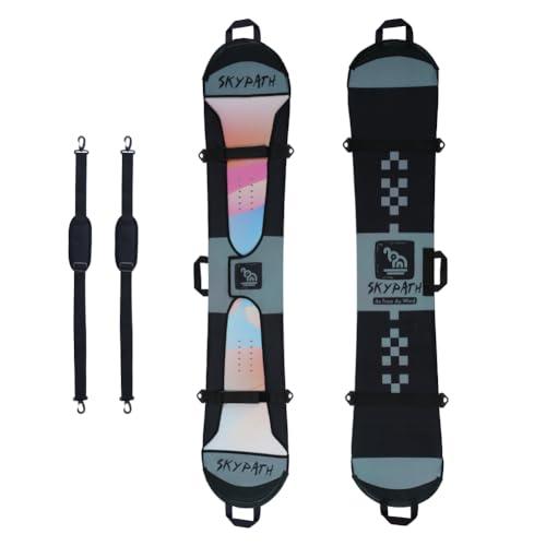 SkyPath Snowboard Cover Sleeve Case with Rubber Bumpers Adjustable Soft Cover with Detachable Double Shoulder Straps, L