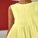 Wyeysyt Womens Pleated Peplum Tops Summer Sleeveless Ruffled Tank Tops Babydoll Blouse Casual Shirred Flowy Shirts (Yellow)