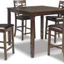 Signature Design by Ashley Bennox 5 Piece Counter Height Dining Set, Includes Table & 4 Barstools, Brown