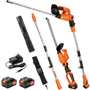 Axientro 2-in-1 Cordless Hedge Trimmer with Telescoping Pole
