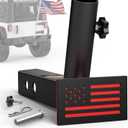 Boslla Hitch Flag Pole Holder, Trailer Hitch Flagpole Mount Holder Universal for Standard 2 inch Receivers, Compatible with Truck Jeep Pickup RV SUV (Black&Red)